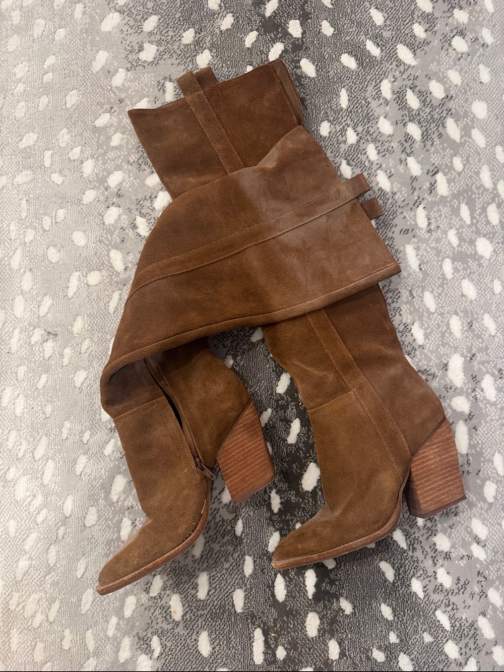 Gianni Bini Brown Suede Mid-Calf Heeled Boots